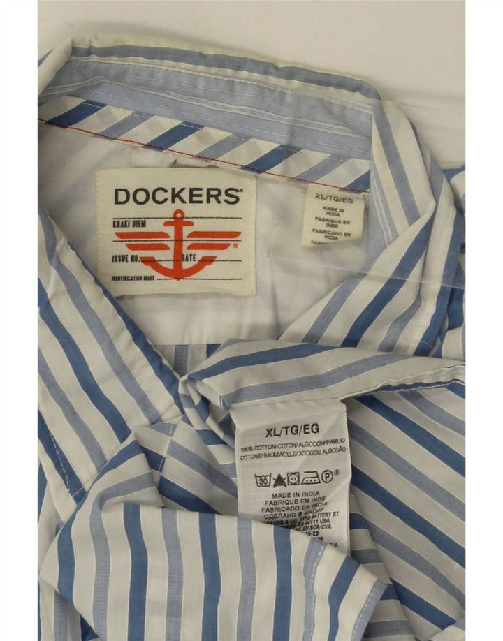 Dockers herreskjorte XL blå nålestribet bomuld