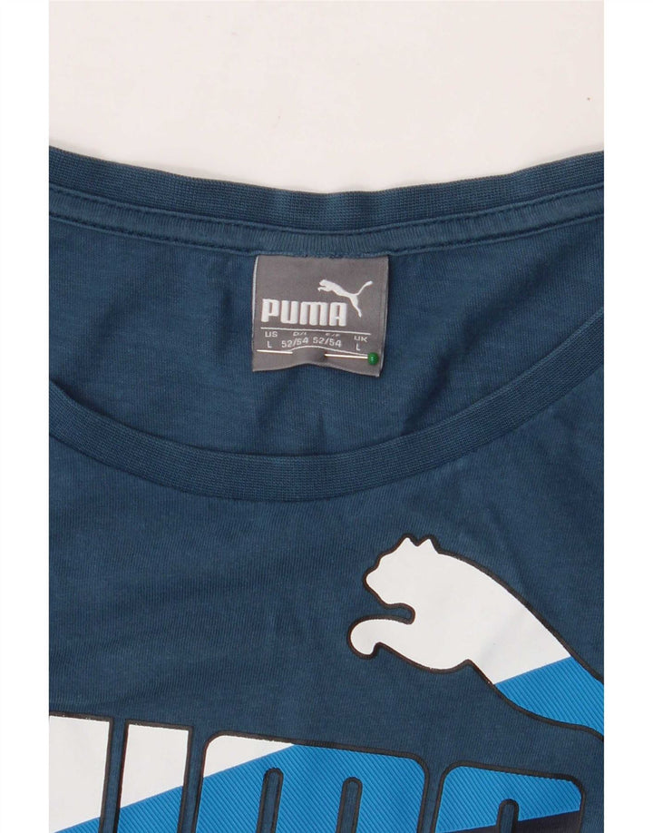 Puma Herre Grafisk T-Shirt Top Stor Blå