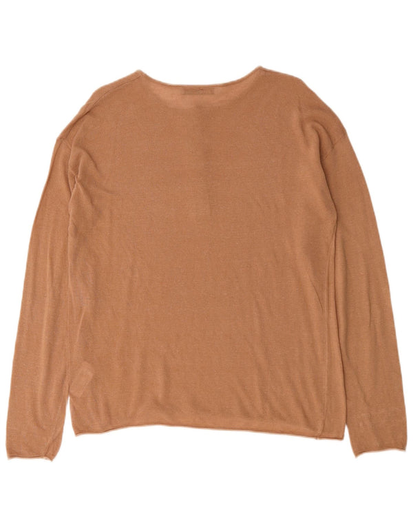 Zara Womens Oversized Boat Neck Jumper Sweater UK 10 Small Brown Acryl