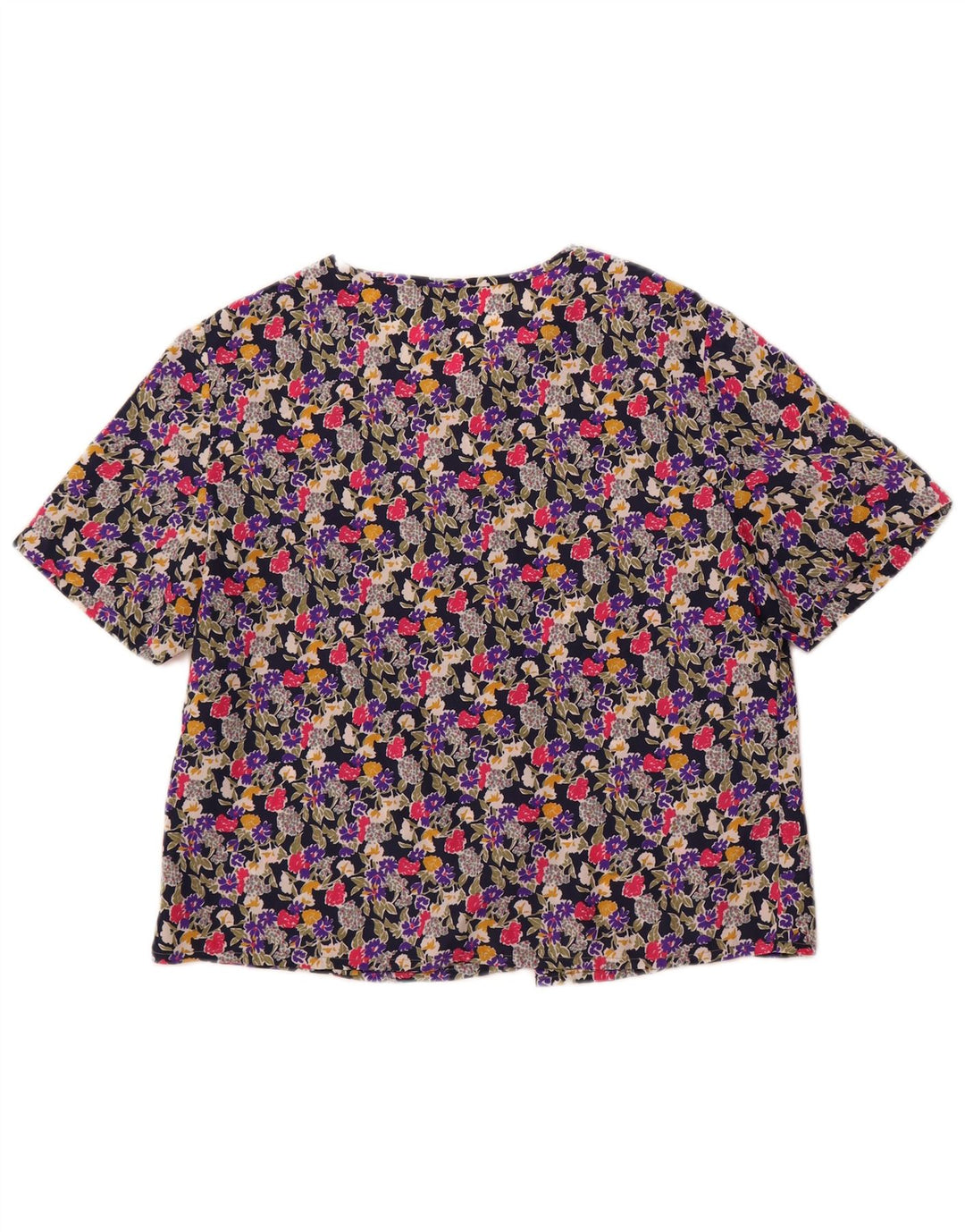 VINTAGE Womens Crop Shirt Blouse UK 14 Medium Multicoloured Floral