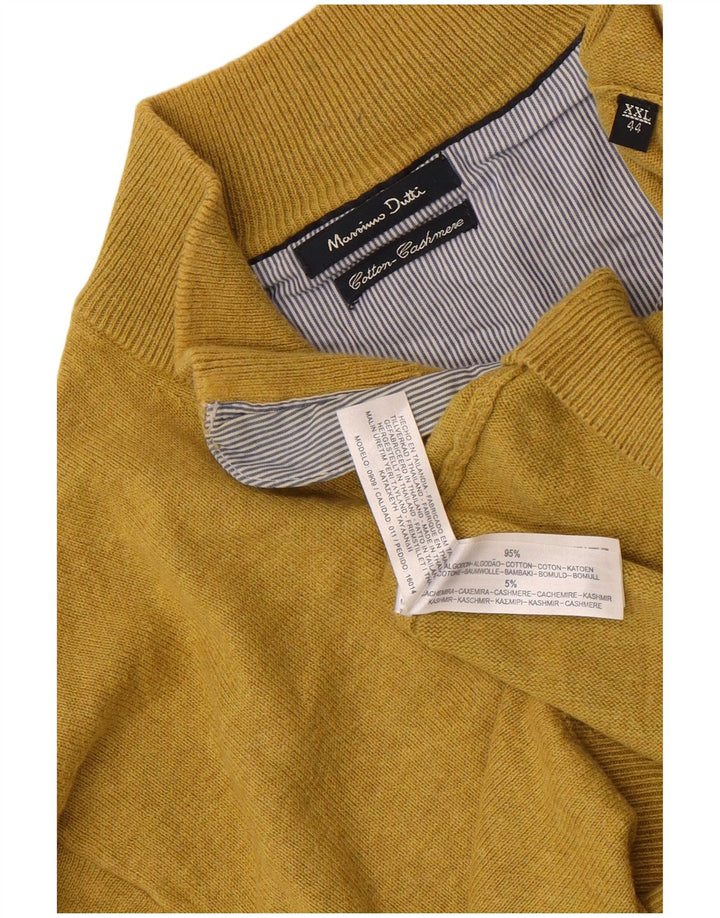 Massimo Dutti Herre Zip Neck Jumper Sweater 2XL Gul Bomuld