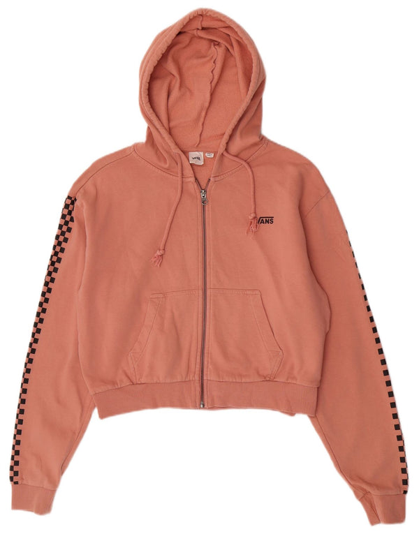 Vans Dame Oversized Crop Zip Hoodie Sweater UK 10 Small Pink Check