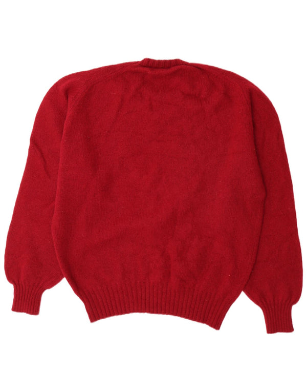 Vintage Herre Crew Neck Jumper Sweater UK 46 XL Rød Ny Uld