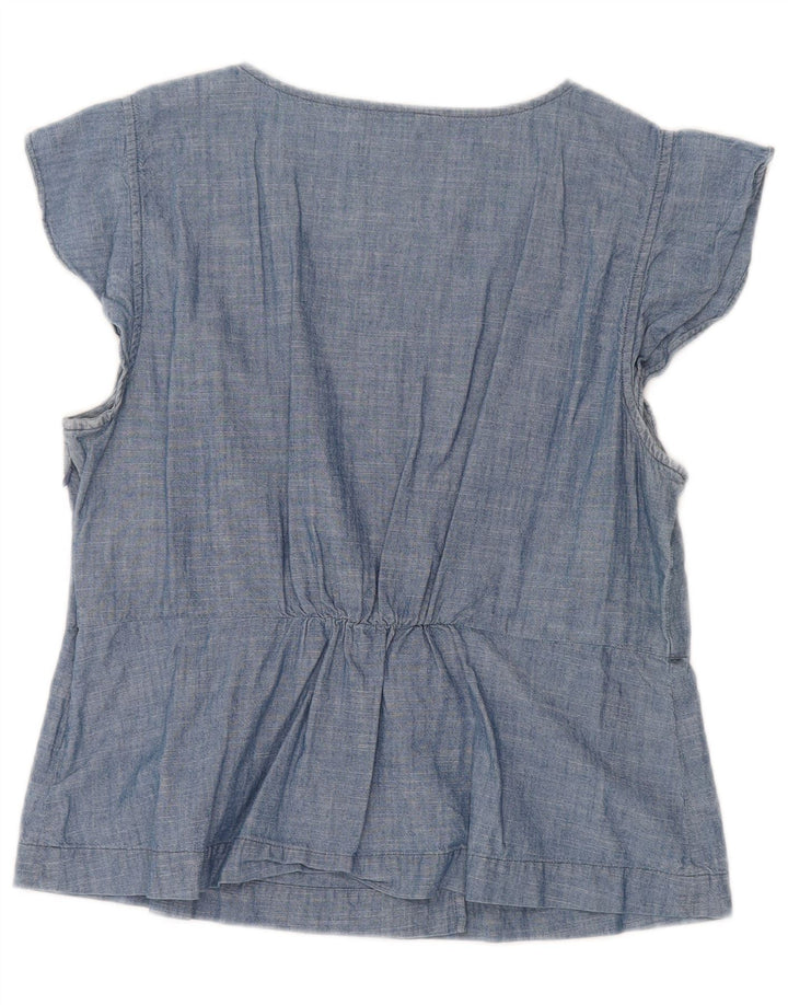 J. CREW Damebluse Top UK 14 Stor Blå Bomuld