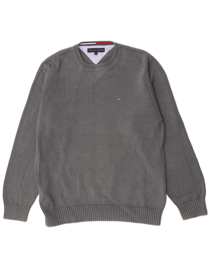 Tommy Hilfiger Herre Regular Fit Crew Neck Jumper Sweater Medium Grey Bomuld