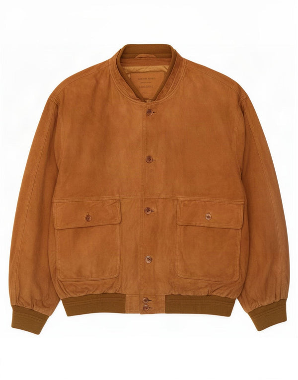 Vintage herre ruskind bomberjakke IT 58 4XL brunt læder
