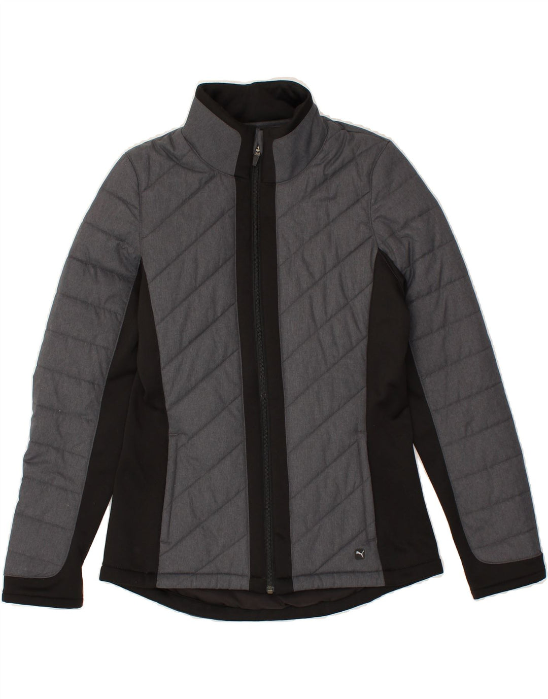 PUMA Womens Padded Jacket UK 10 Small Grey Colourblock | Vintage Puma | Thrift | Second-Hand Puma | Used Clothing | Messina Hembry 
