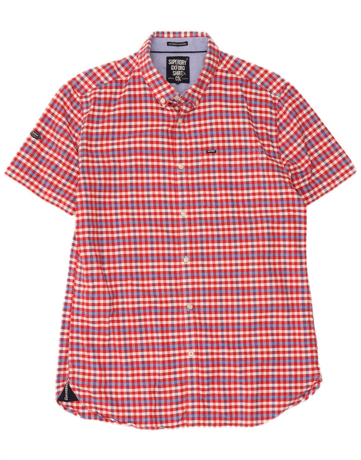 Superdry Kortærmet Herreskjorte Stor rød Gingham Bomuld