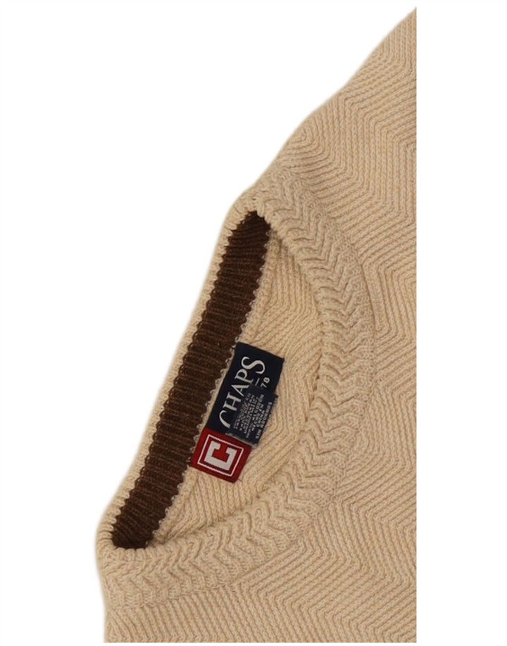 Chaps Herre Crew Neck Jumper Sweater Medium Beige Chevron Bomuld