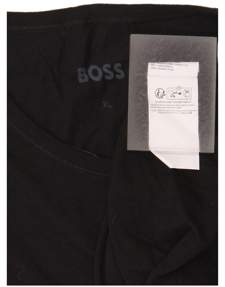 Hugo Boss Herre T-Shirt Top XL Sort Bomuld