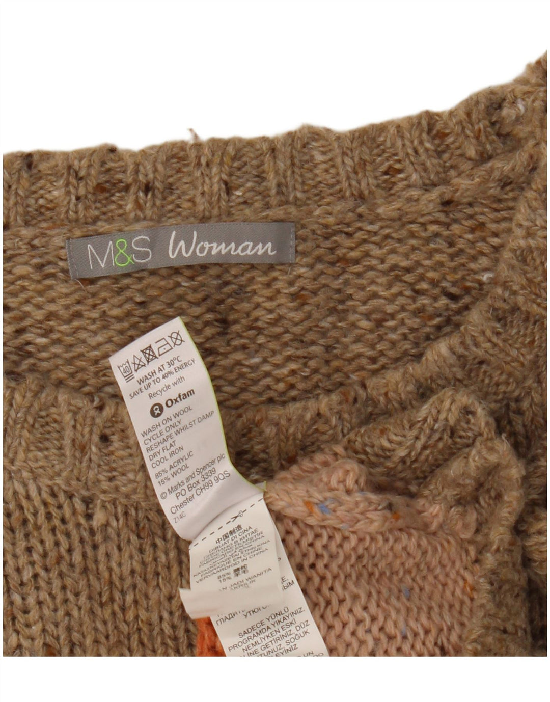 Marks & Spencer Dame Boat Neck Jumper Sweater UK 14 Large Beige