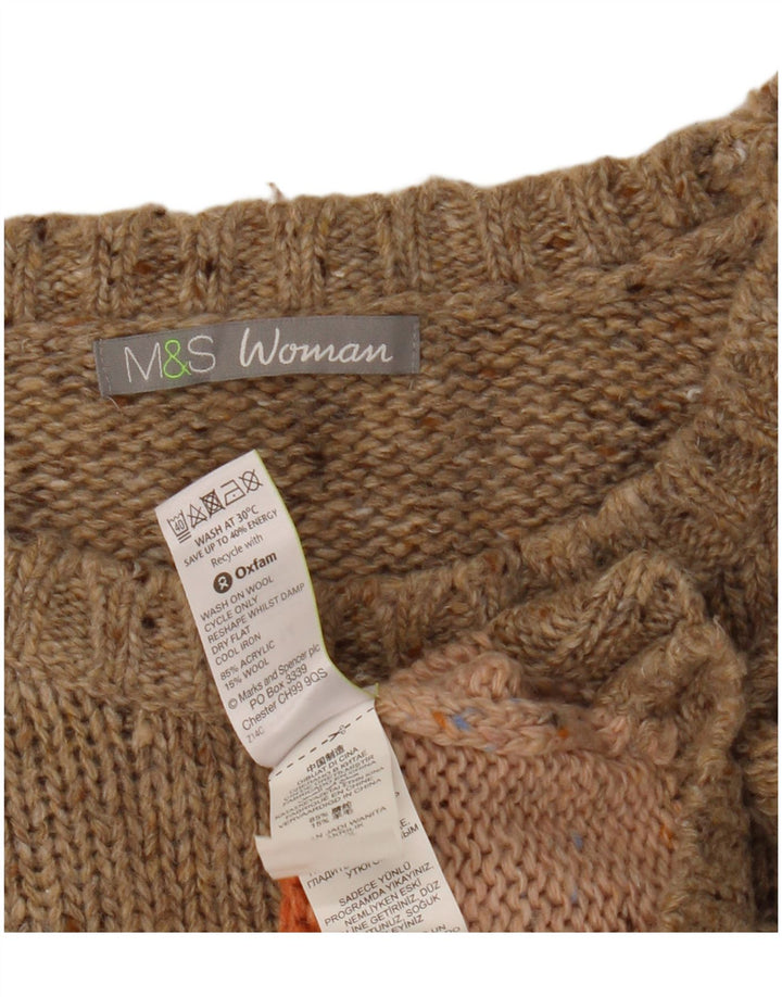 Marks & Spencer Dame Boat Neck Jumper Sweater UK 14 Large Beige
