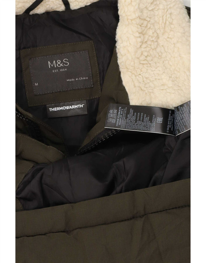 Marks & Spencer Polstret Herrejakke UK 38 Medium Khaki Colourblock Polyester