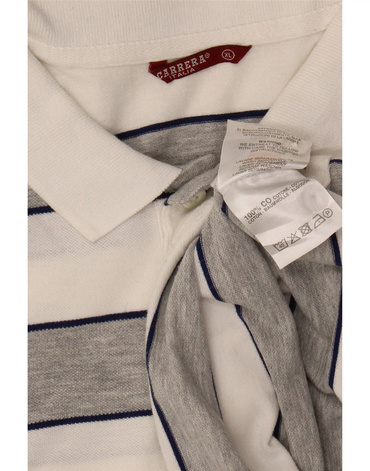 CARRERA Mens Polo Shirt XL Grey Striped Cotton