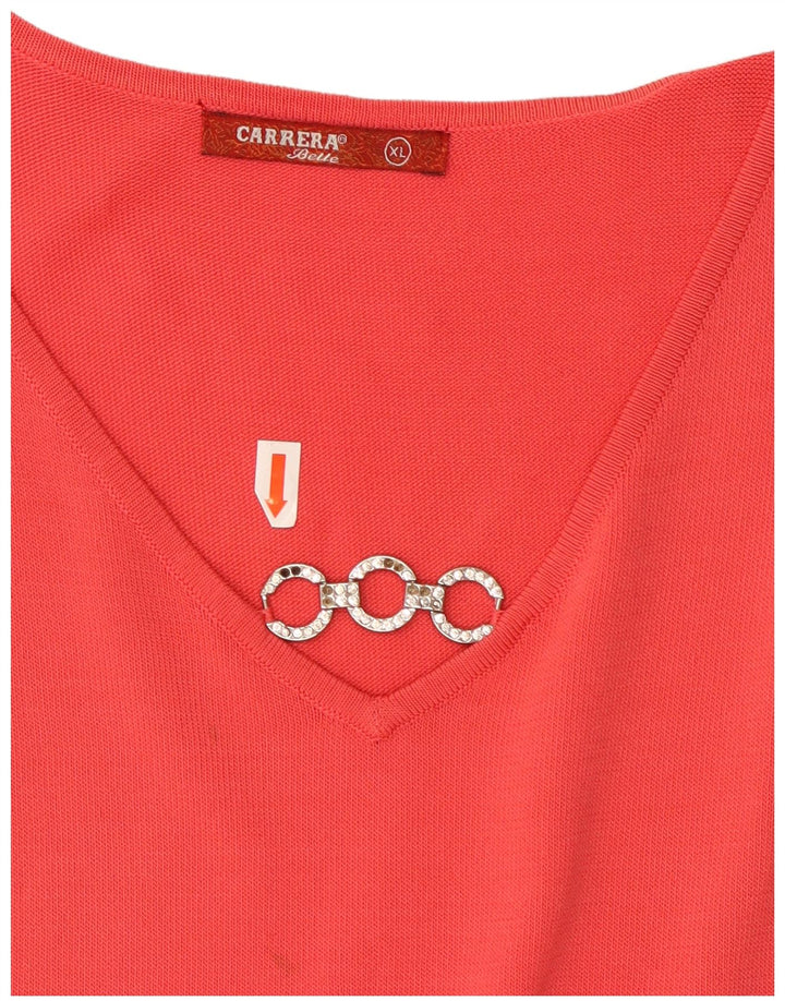 Carrera Dame ærmeløs bluse Top UK 18 XL Rød viskose