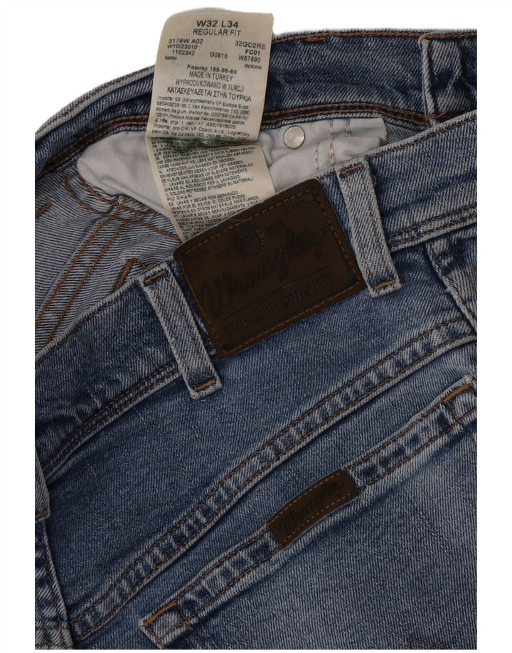 Wrangler Herre Regular Fit Straight Jeans W32 L34 Blå Bomuld