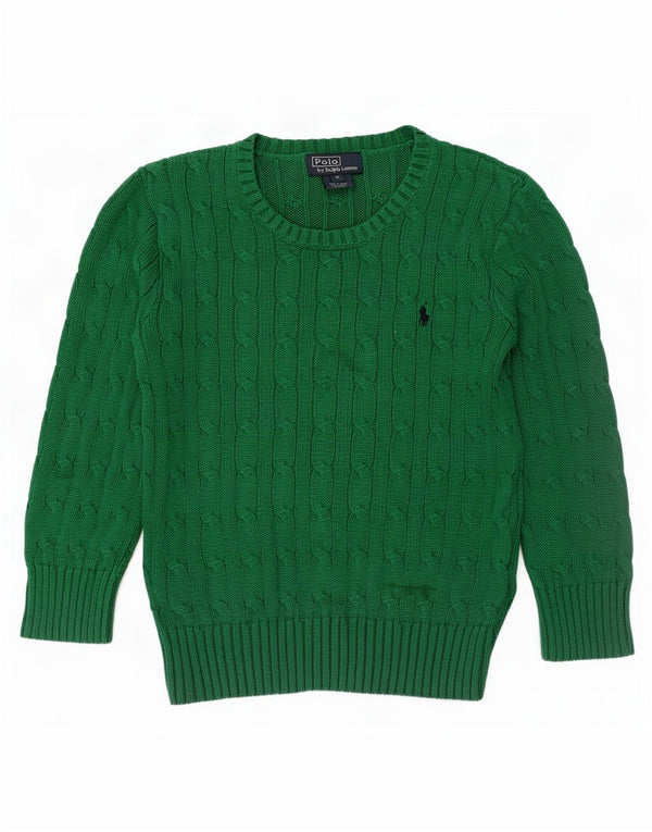 Polo Ralph Lauren Boys Boat Neck Jumper Sweater 5-6 år Grøn Bomuld