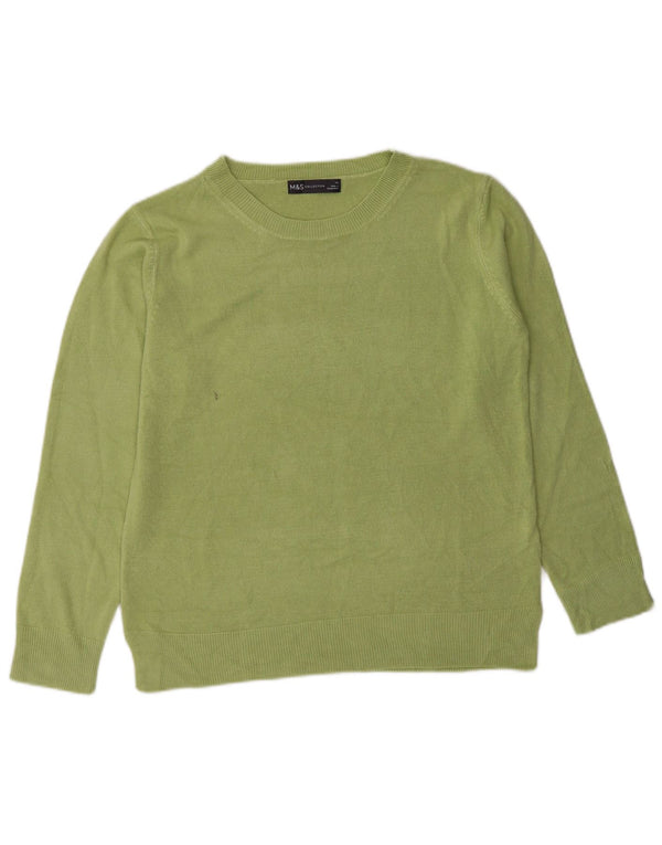 Marks & Spencer Dame Boat Neck Jumper Sweater UK 12 Medium Grøn Akryl