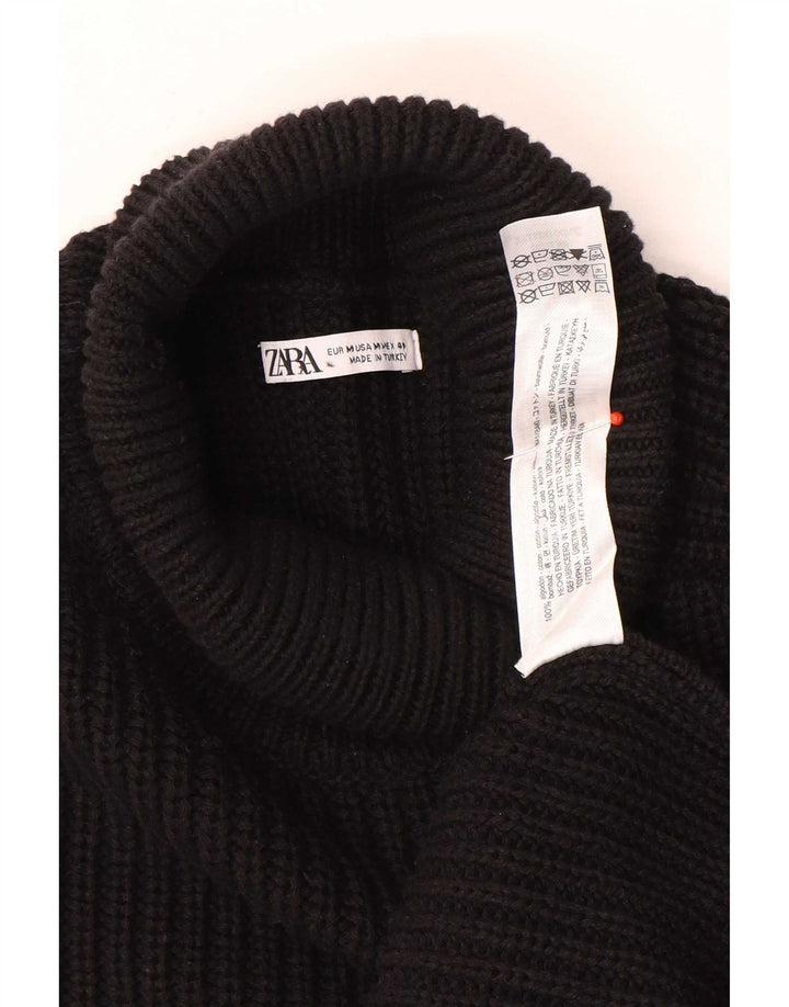 Zara Herre rullehals sweater Medium sort bomuld