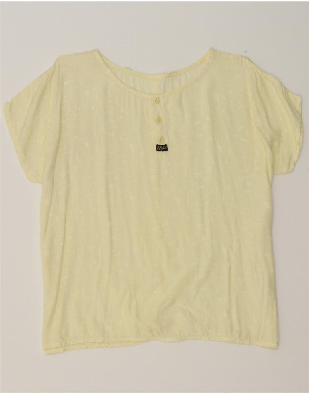 VINTAGE Womens Blouse Top UK 14 Large Yellow Geometric Viscose Vintage Vintage and Second-Hand Vintage from Messina Hembry 