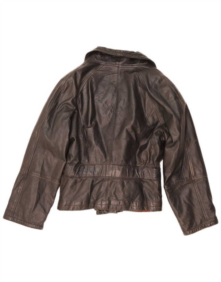 Vintage læderjakke til kvinder UK 14 Medium sort læder