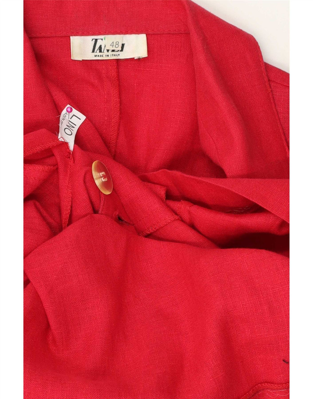 Vintage kortærmet dobbeltradet blazerjakke til kvinder IT 48 XL Rød