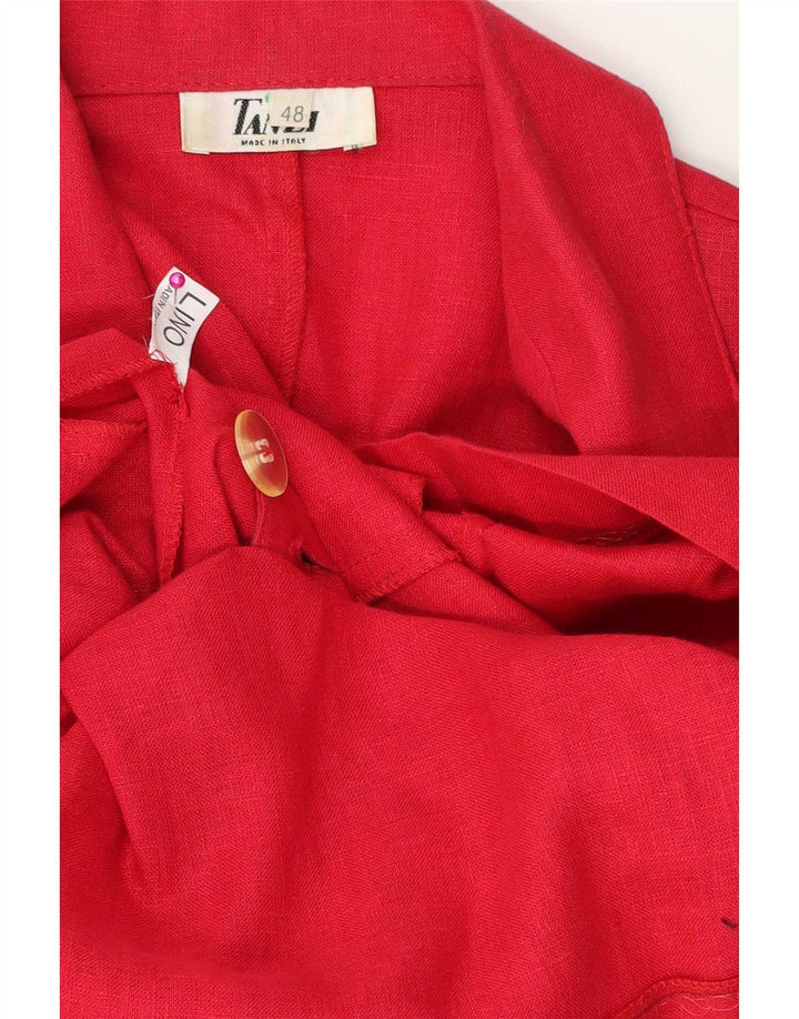 Vintage kortærmet dobbeltradet blazerjakke til kvinder IT 48 XL Rød