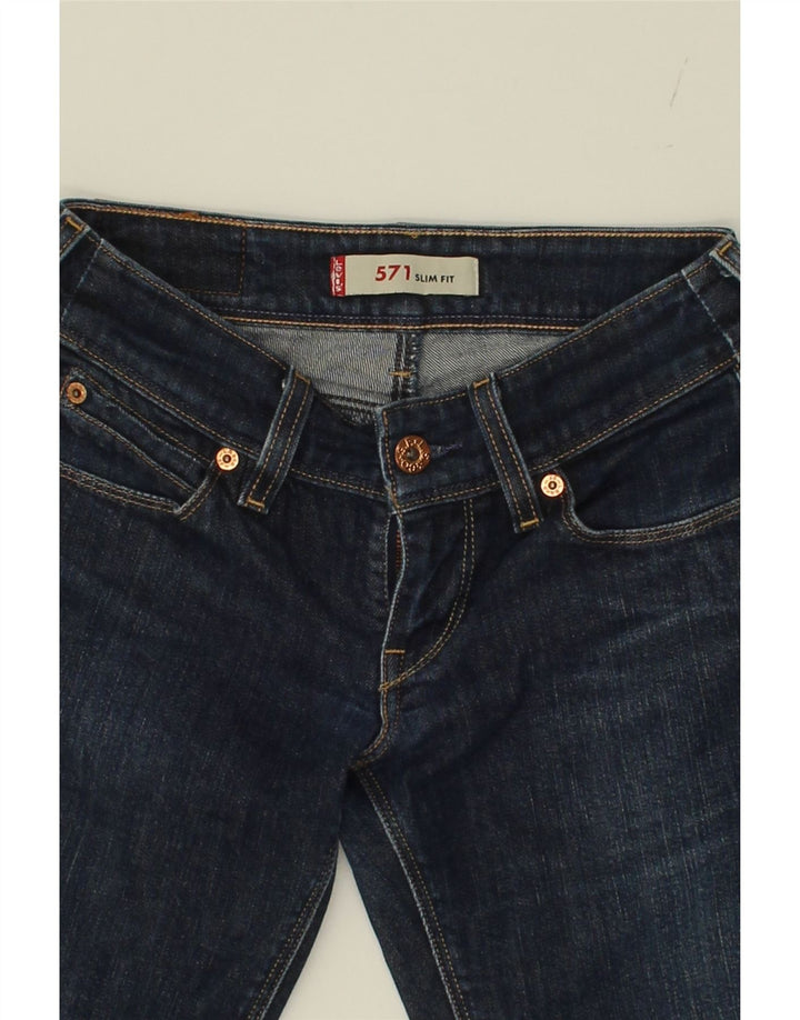 LEVI'S Womens 571 Slim Jeans W26 L27 Navy Blue Cotton Vintage Levi's and Second-Hand Levi's from Messina Hembry 