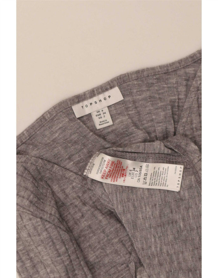 Topshop Dame Langærmet Crop Top UK 6 XS Grå Polyester
