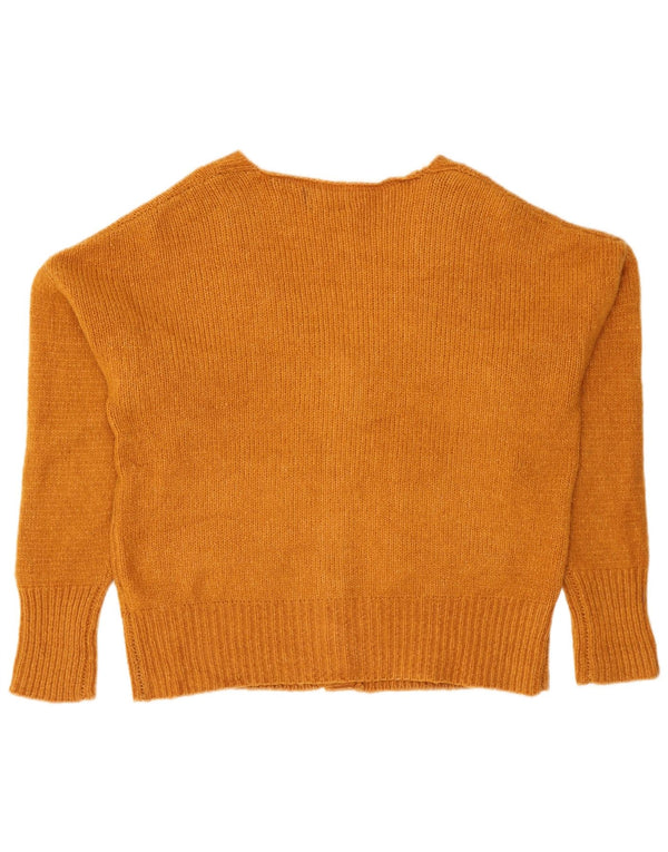 Zara Dame Cardigan Sweater UK 16 Stor Orange Akryl