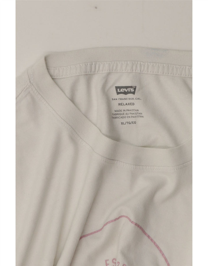 Levi's Herre grafisk T-shirt top XL hvid bomuld