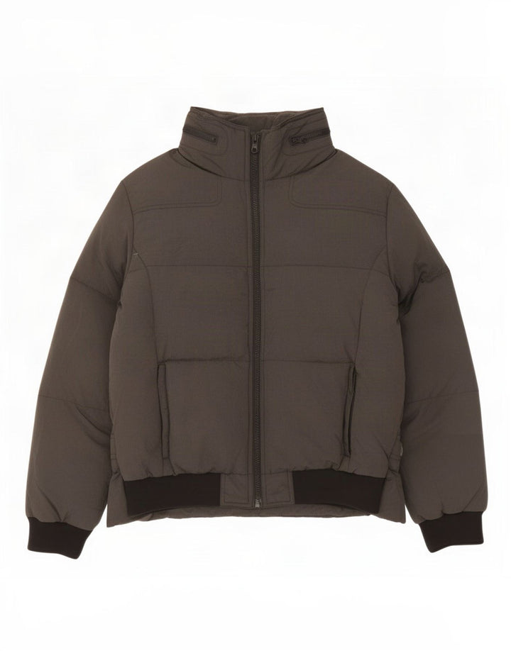 Benetton Herre hættepolstret jakke IT 52 XL Grå Colourblock Polyester
