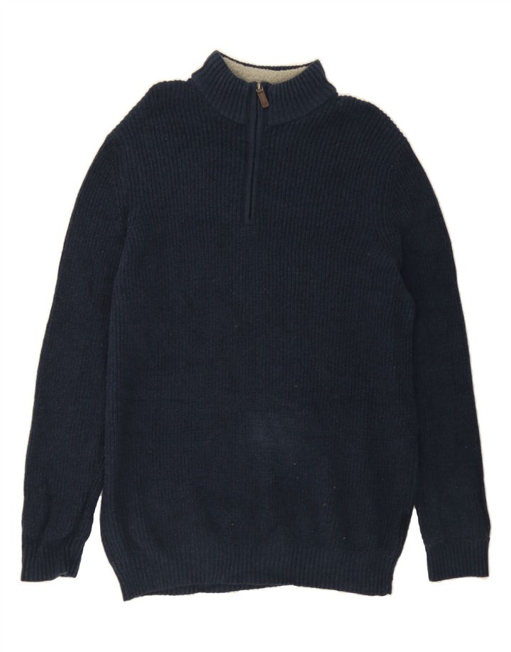 IZOD Mens Zip Neck Jumper Sweater XL Navy Blue Cotton Vintage Izod and Second-Hand Izod from Messina Hembry 