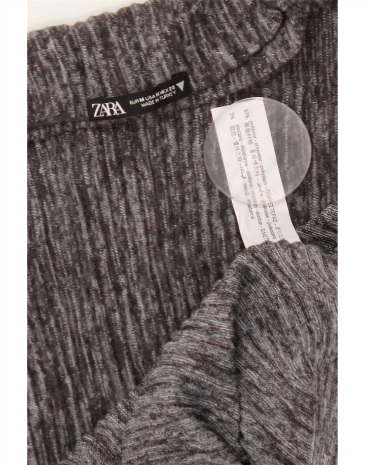 Zara Dame ærmeløs Maxikjole UK 12 Medium Grå Polyester
