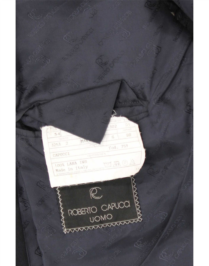 Roberto Capucci Herre Double Breasted Blazer Jacket IT 54 2XL Navy Blue