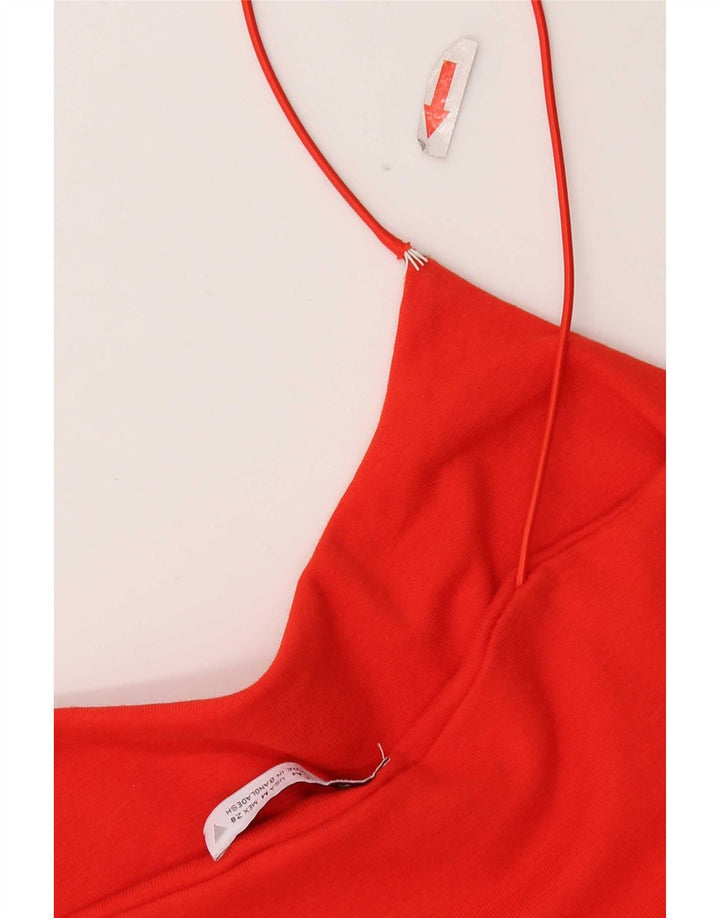 Zara Dame Slip Dress UK 12 Medium Rød Bomuld