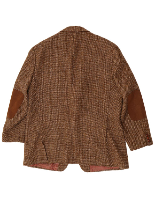 Harris Tweed Herre 2 Button Blazer Jacket UK 46 3XL Brun Virgin Wool