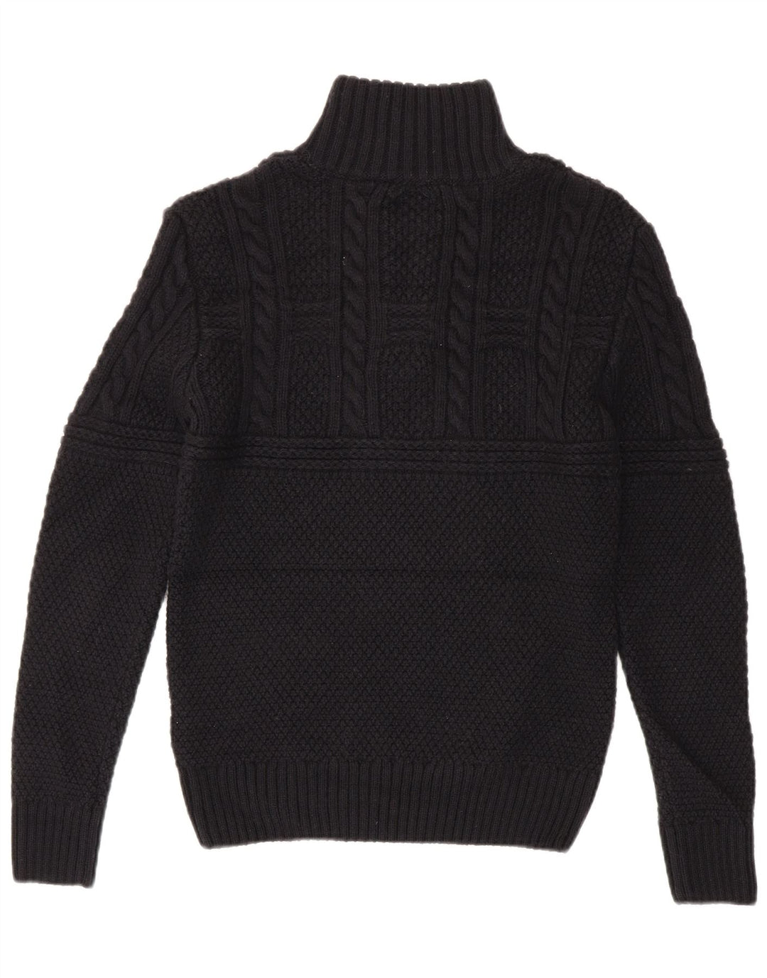 Superdry Sweater med lynlås til mænd, lille sort akryl