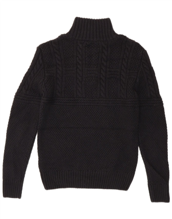 Superdry Sweater med lynlås til mænd, lille sort akryl