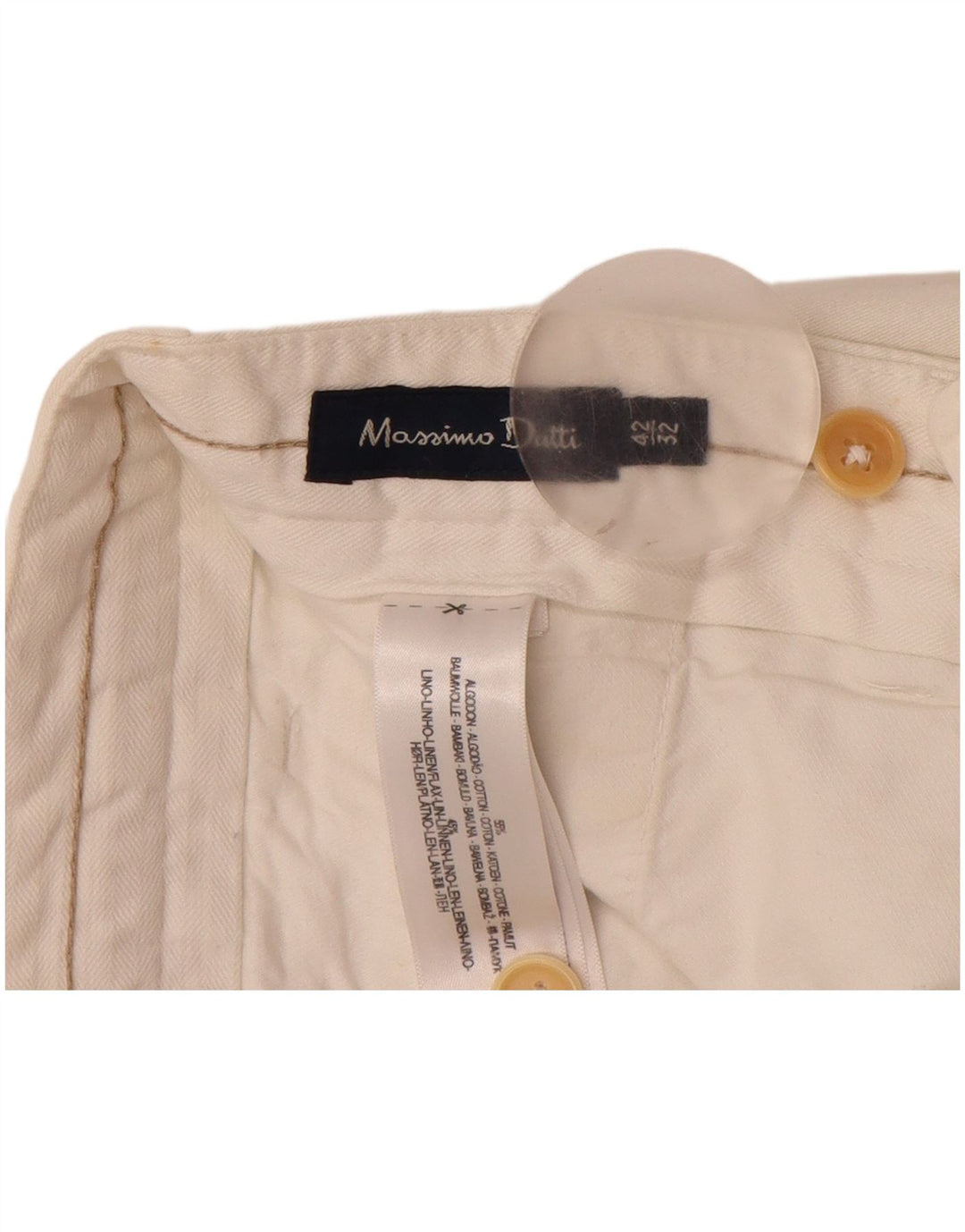 MASSIMO DUTTI Lige jakkesæt til mænd EU 42 Large W32 L32 Off White
