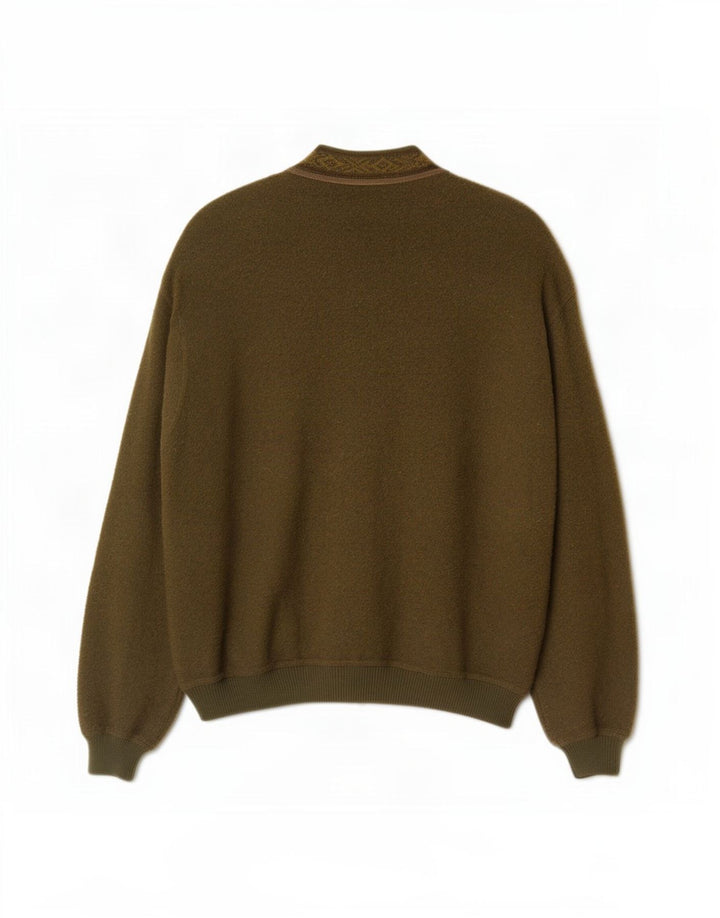 Malagrida herre cardigan sweater Large Khaki Fair Isle Wool