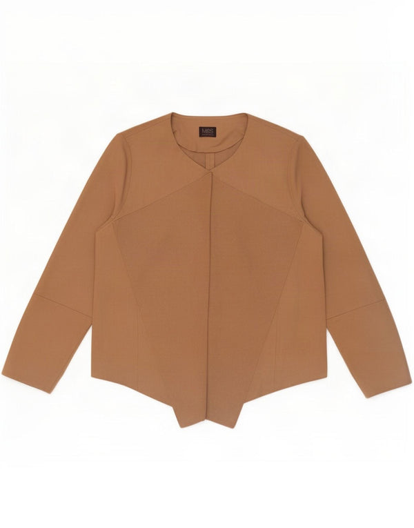 Marks & Spencer Womens Open Cardigan Top UK 18 XL Beige Polyester