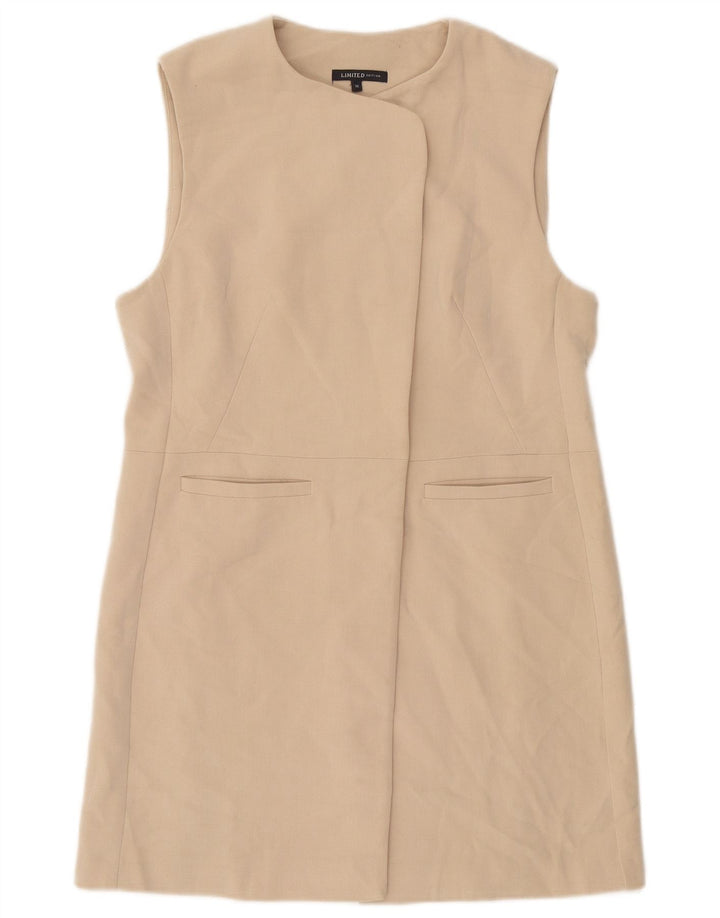 Marks & Spencer Dame Longline ærmeløs blazerjakke UK 10 Small Beige