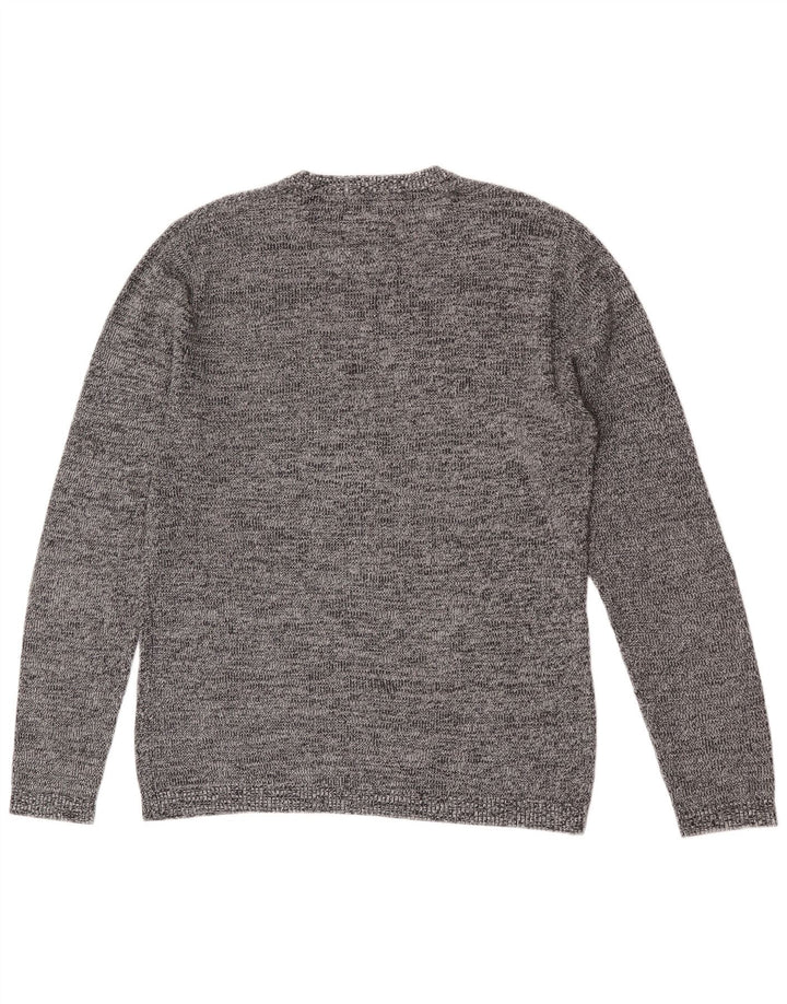Jack & Jones Herre trøje med rund hals, stor grå flækket bomuld