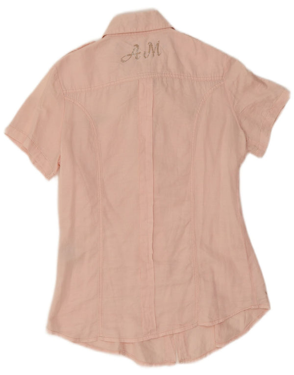 Aeronautica Militare grafisk kortærmet skjorte til kvinder UK 10 Small Pink