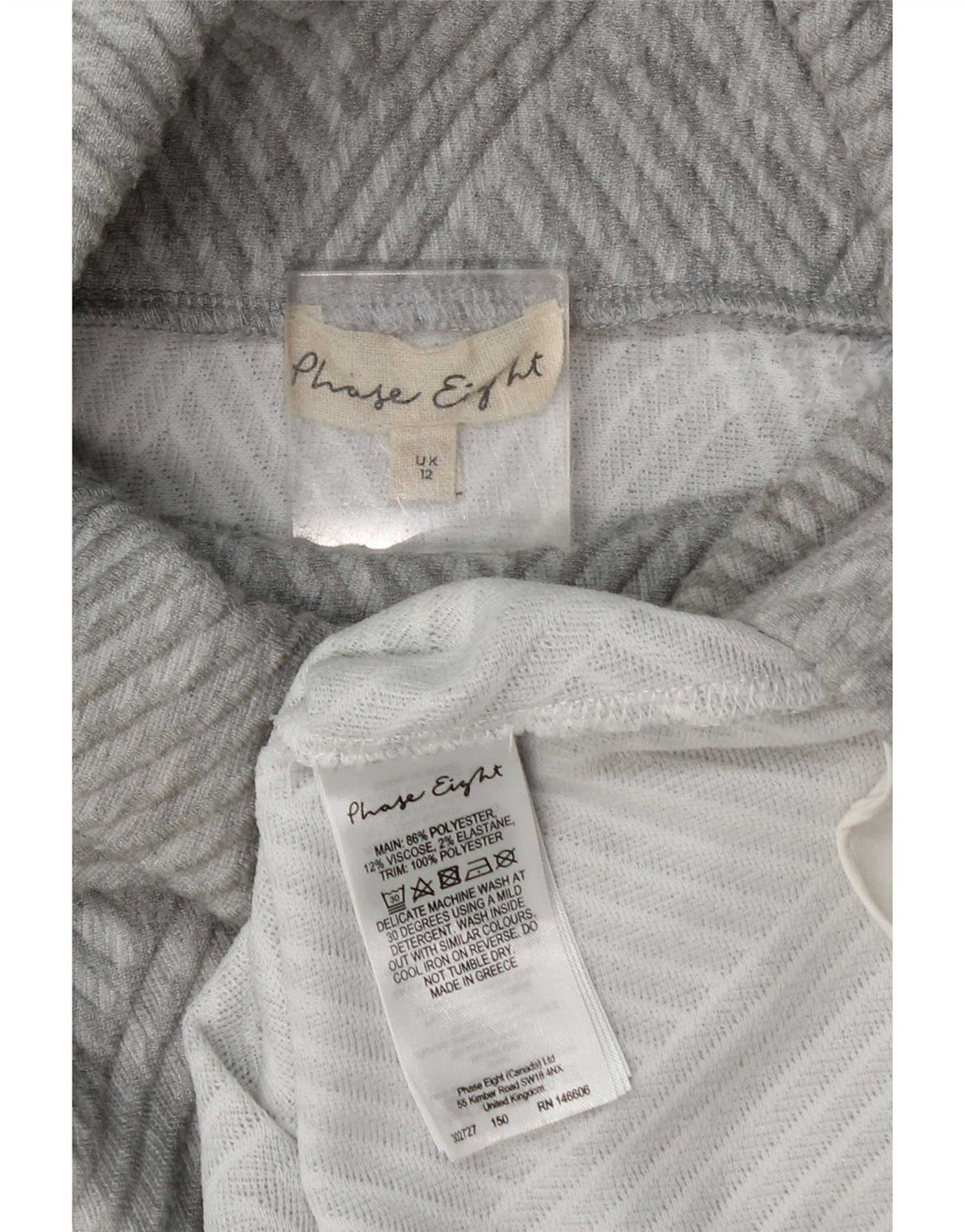 Phase Eight Dame Roll Neck Jumper Sweater UK 12 Medium Grå Geometrisk