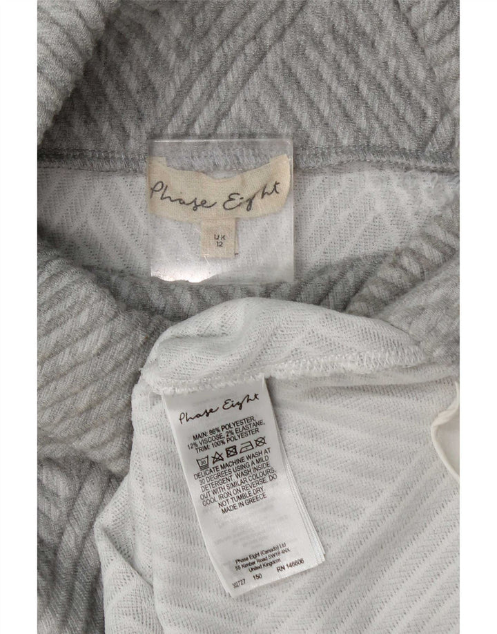 Phase Eight Dame Roll Neck Jumper Sweater UK 12 Medium Grå Geometrisk