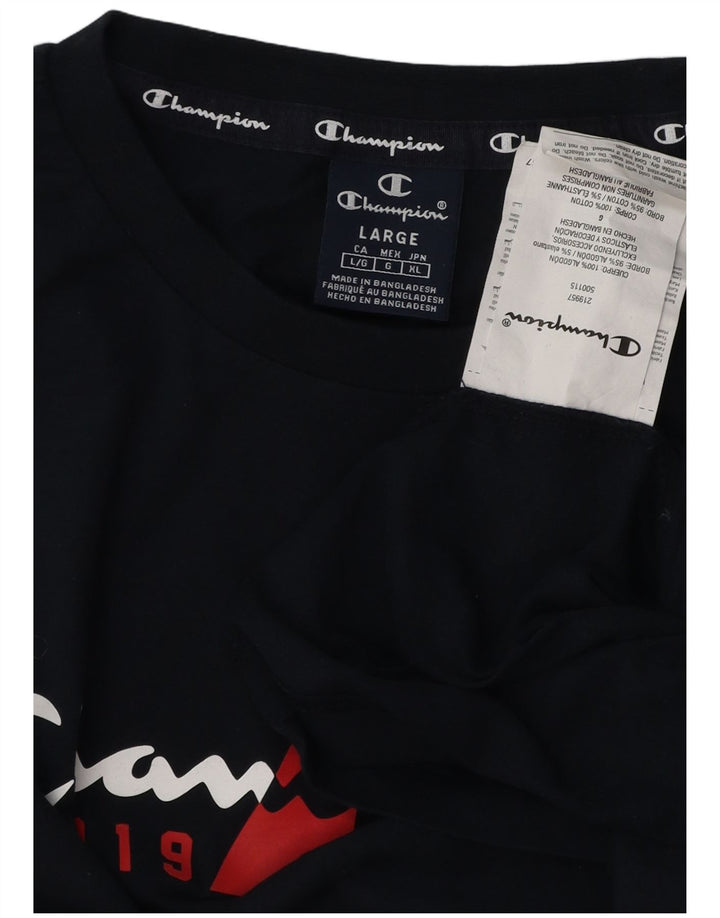 CHAMPION Herre Grafisk Top Langærmet Stor Marineblå Bomuld