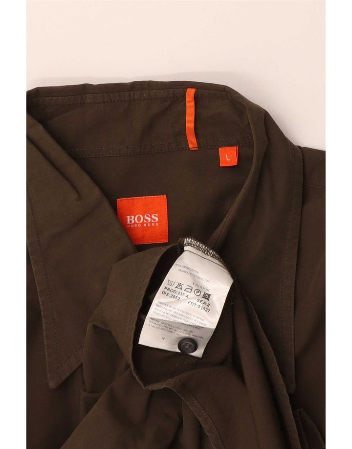 Hugo Boss Herreskjorte Stor Khaki Bomuld