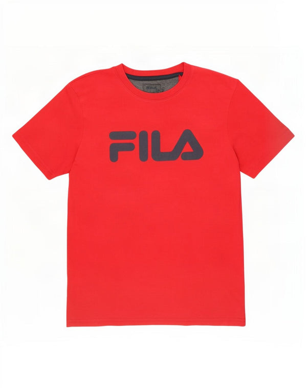 Fila Herre Grafisk T-Shirt Top Medium Rød Bomuld